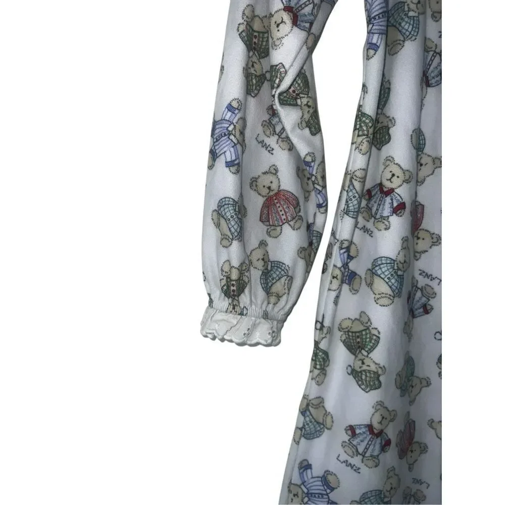 Lanz Of Salzburg girls medium Christmas Teddy Bear Nightgown Holiday vintage